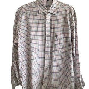 Mens Alan Flusser plaid button up dress shirt 100% cotton size‎ medium